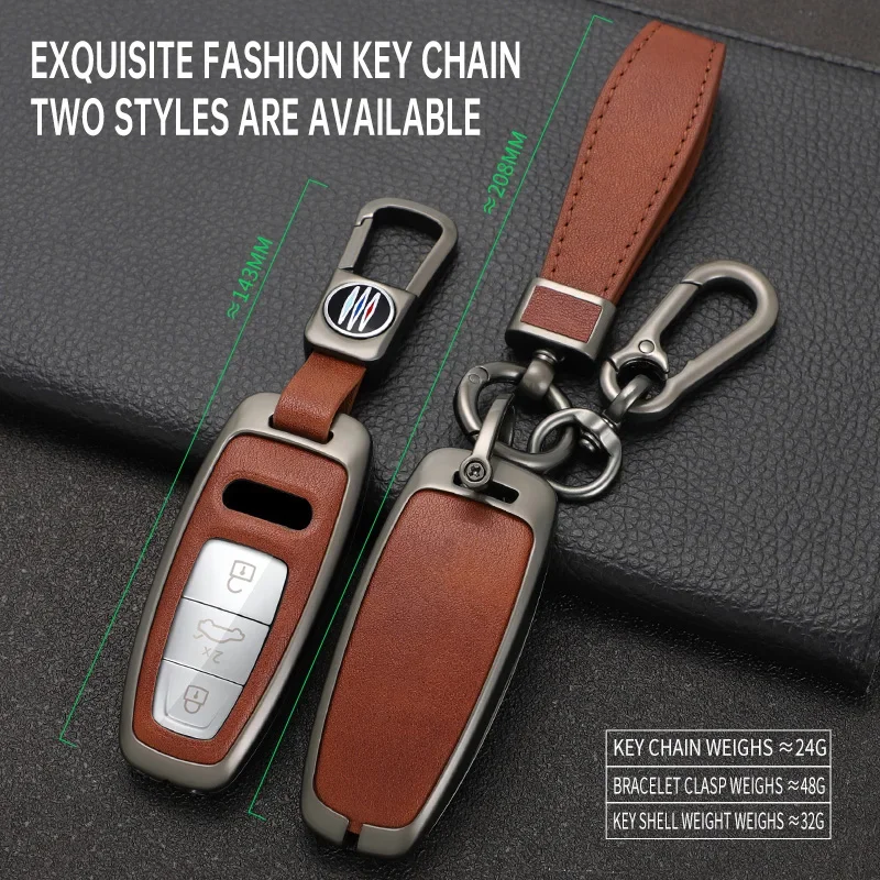 Zinc Alloy Car Remote Key Fob Case Cover Shell For Audi A4 B9 A5 A6 8S 8W Q5 Q7 4M S4 S5 S7 TT TTS TFSI RS Keychain Accessories 2