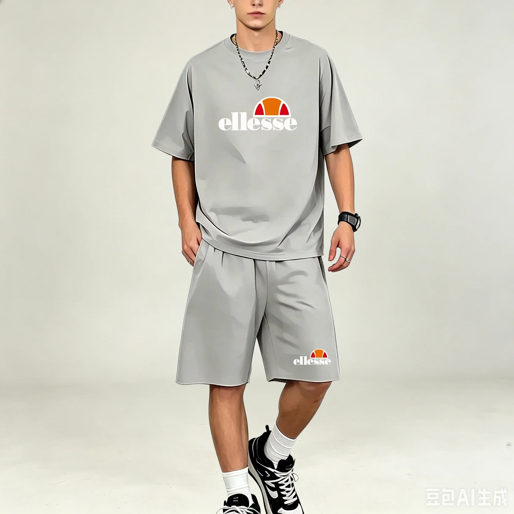 Mens T-Shirts Sets Summer Quick Dry T-Shirts Sets Breathable Short Sleeve Tops Sports Shorts Casual Jogging Male Two Piece Suits
