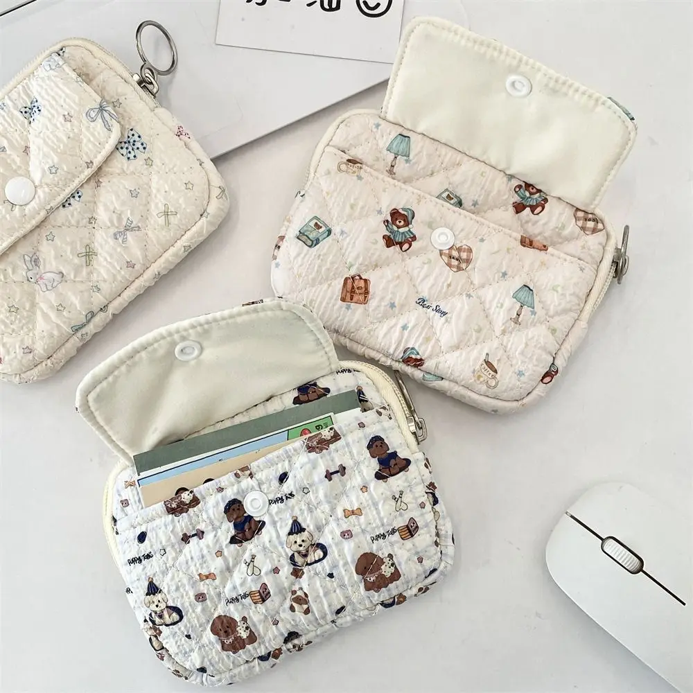 Cartoon Printing Mini Canvas Coin Purse Multifuctional Korean Style Small Lipstick Bag Card Holder Jewelry Packing Bag