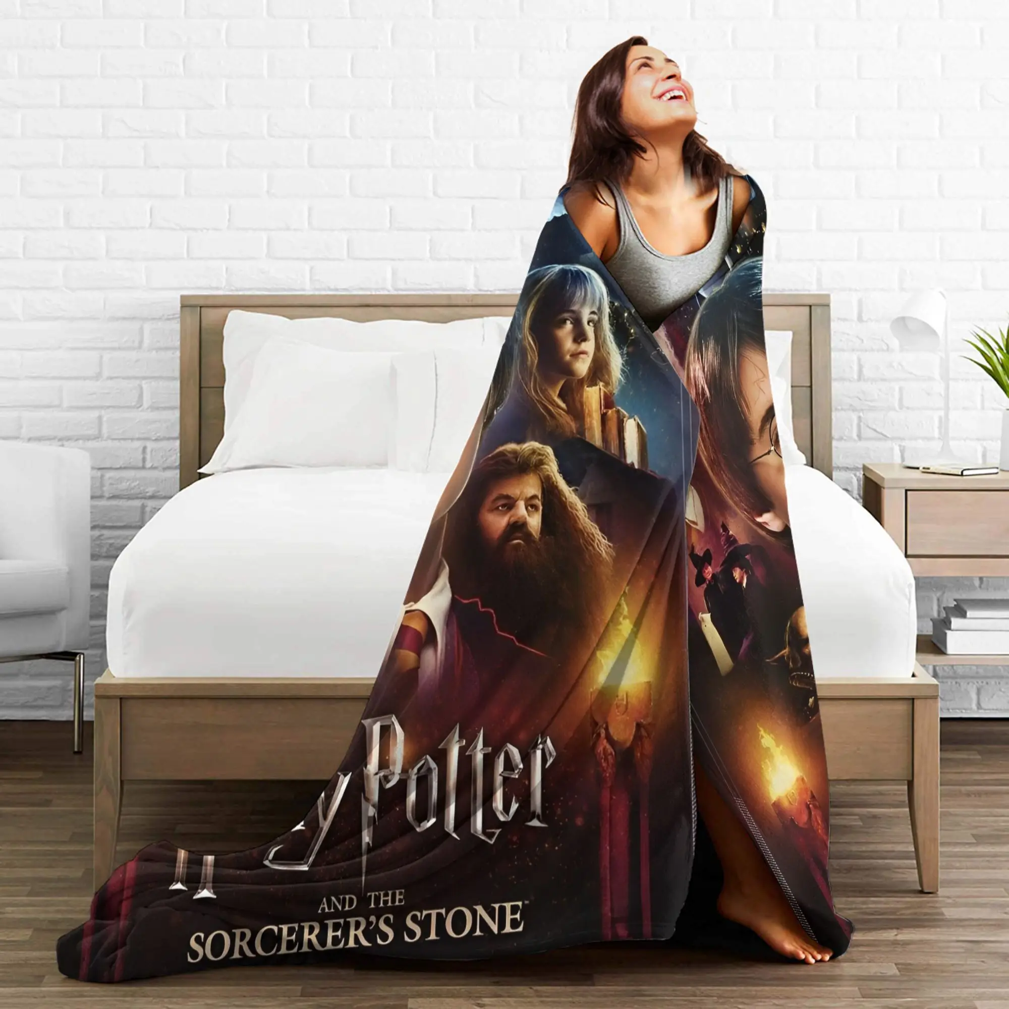 H-HARRY فيلم البطانيات P-POTTER الدافئة مريحة أفخم الفراش يلقي لغرفة النوم نزهة الفانيلا المفرش غطاء السرير