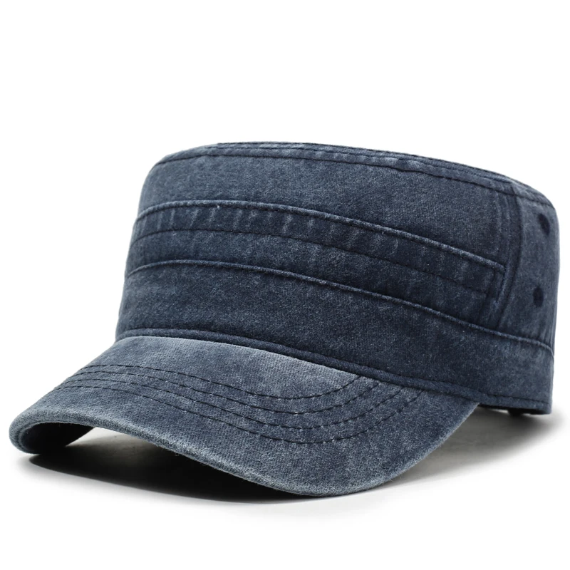 Einfarbige, gewaschene und im Used-Look-Sonnenschutz-Flachkappe für Herren – minimalistisch, stilvoll und vielseitig – Detail 9