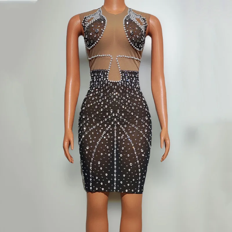 

Birthday Clothing Party Irregular Splicing Mesh Slim Fit Banquet Adult Salute Evening Dress Vestido Luxo Festa Glamorous Dresses