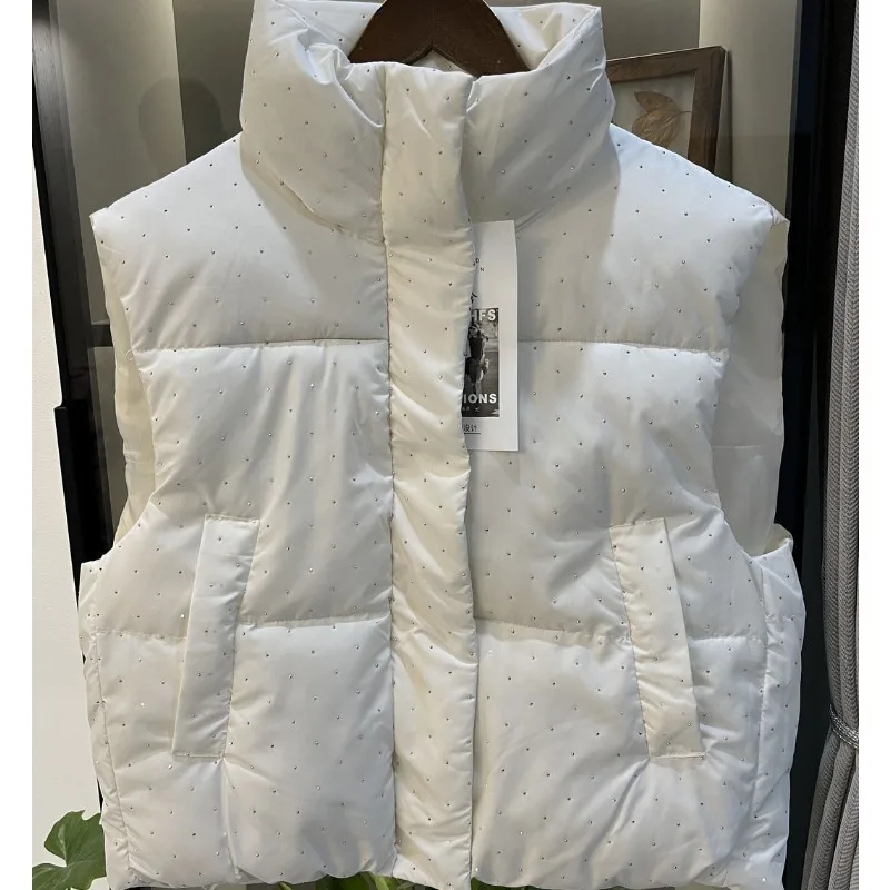 الوقوف طوق الكورية نمط أسفل القطن سترة وسترة لملابس خارجية الربيع والخريف جديد فضفاض السماء المرصعة بالنجوم صدرية قصيرة