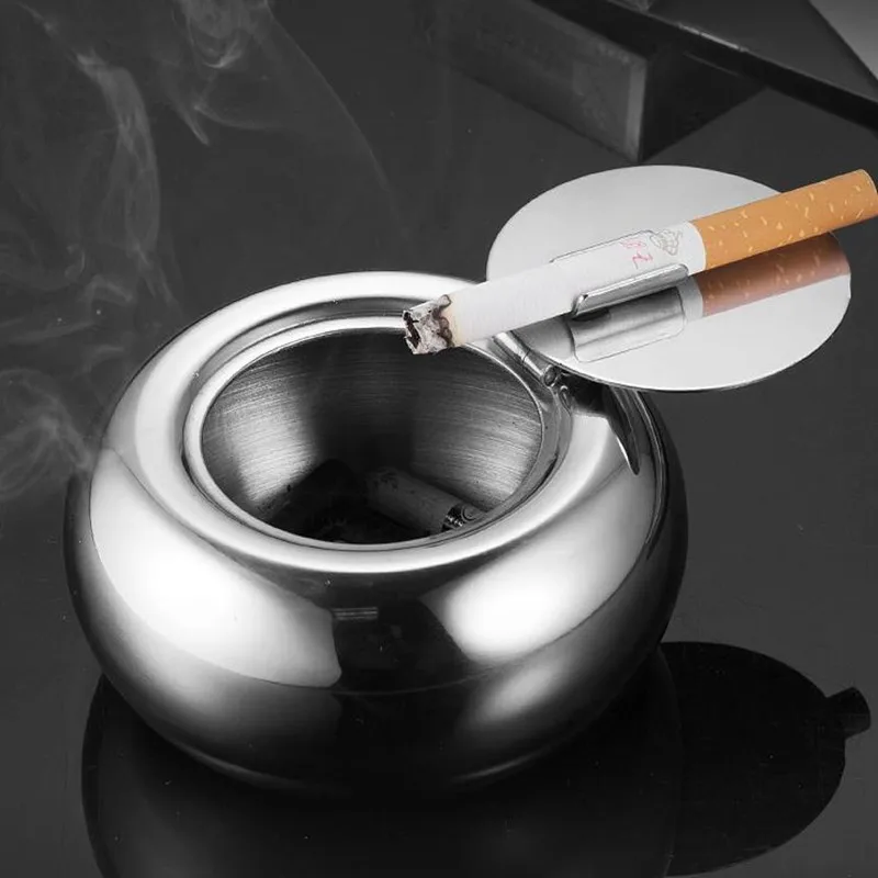 Stainless Steel Drum Ashtray with Head, Creative Ashtray, Fashionable Bar Products, Sealable Personality