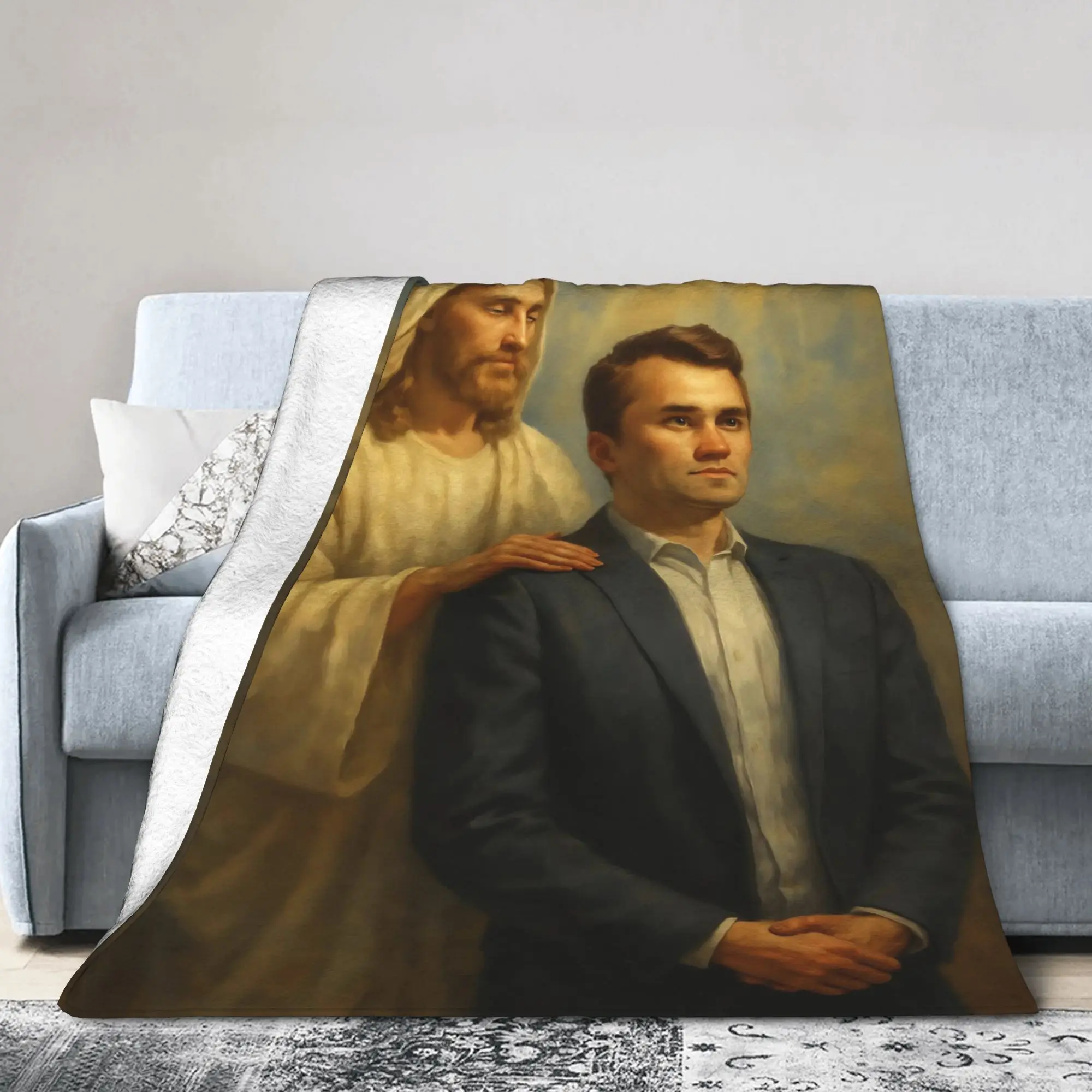 Charlie Kirk Angelic Flannel Throw Blanket  Blanket for Sofa Travel Super Warm Bedroom Quilt