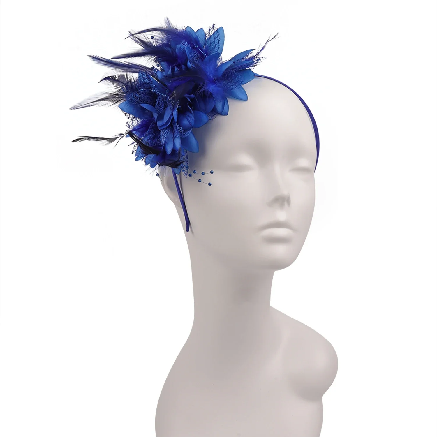 Women Elegant Fascinator Hat Headband Flower Feather Mesh Yarn Cocktail Party Wedding Hair Accessories for Cocktail