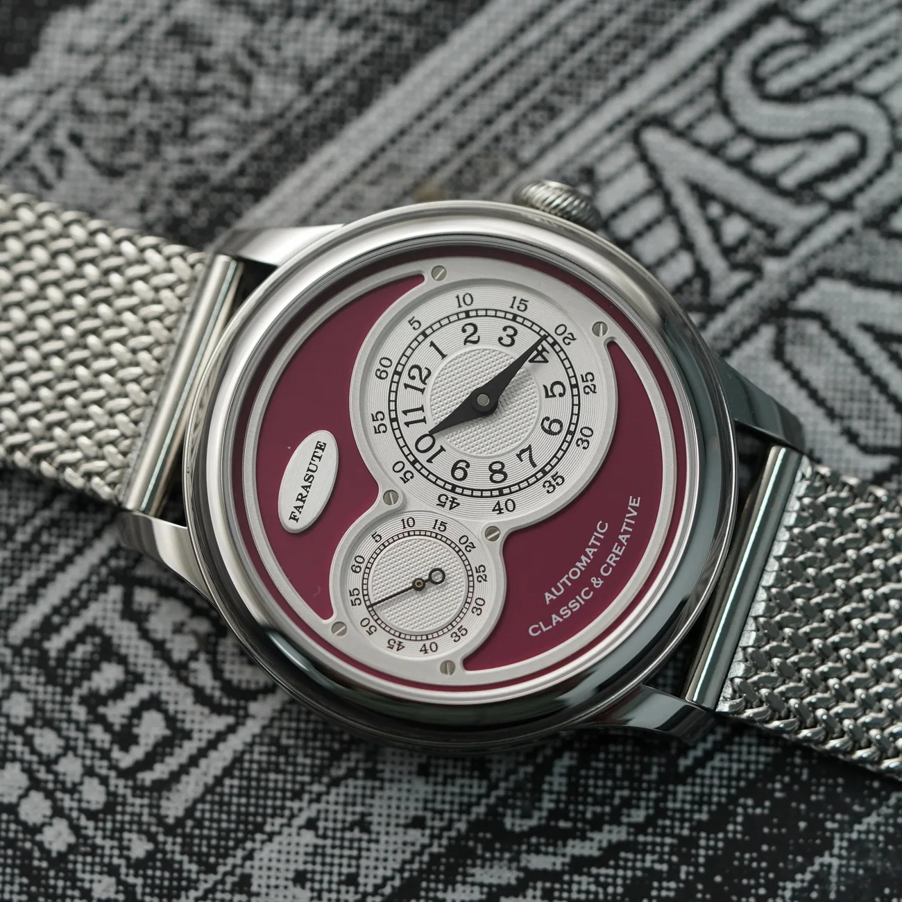 FARASUTE ساعة أوتوماتيكية للرجال 40 ملم ساعة يد ميكانيكية مينا ياقوت مينا صغيرة قرص ثاني