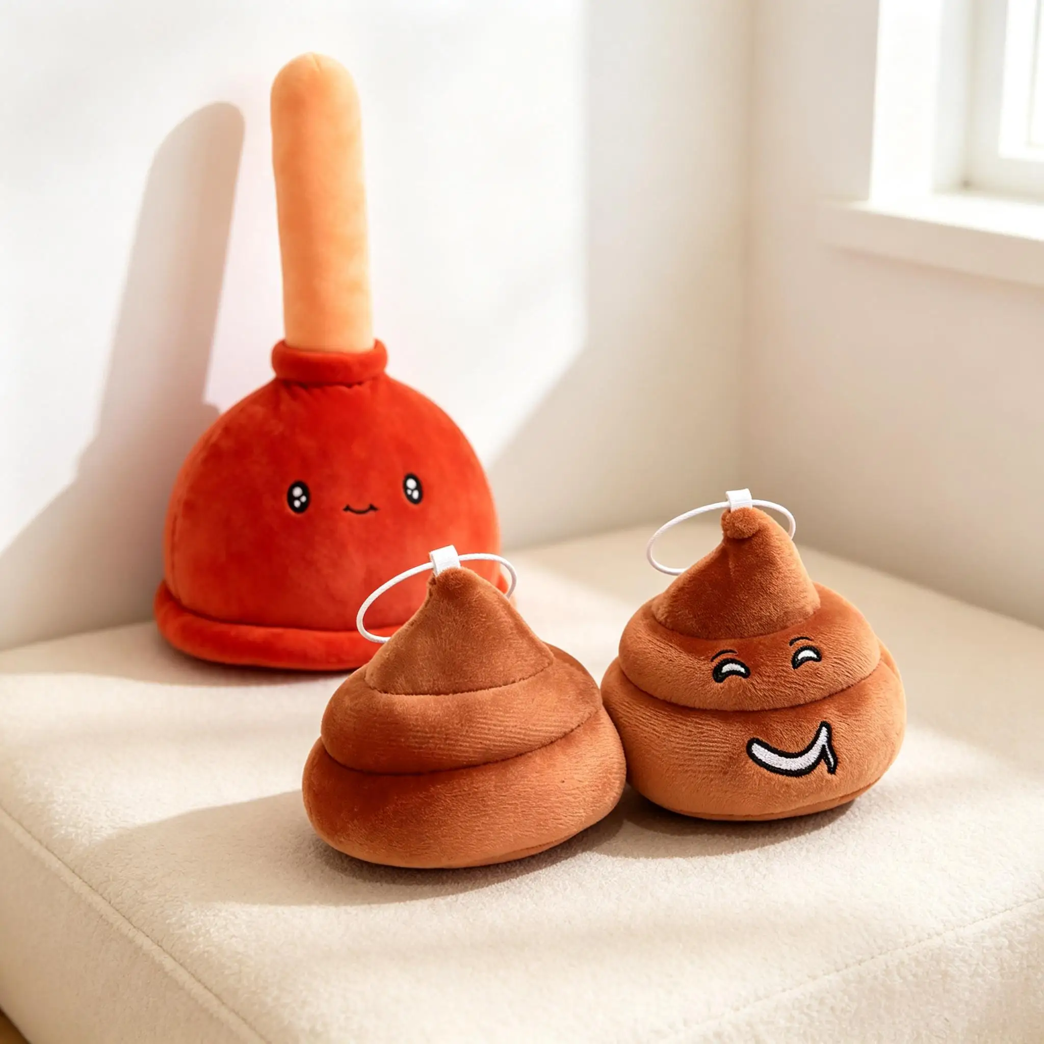 Cute Funny Poop Plunger Plush Toy Pendant Creative Poop Plush Doll Keychain Key Ring Gift Bag Charm Birthday Present Boys Girls