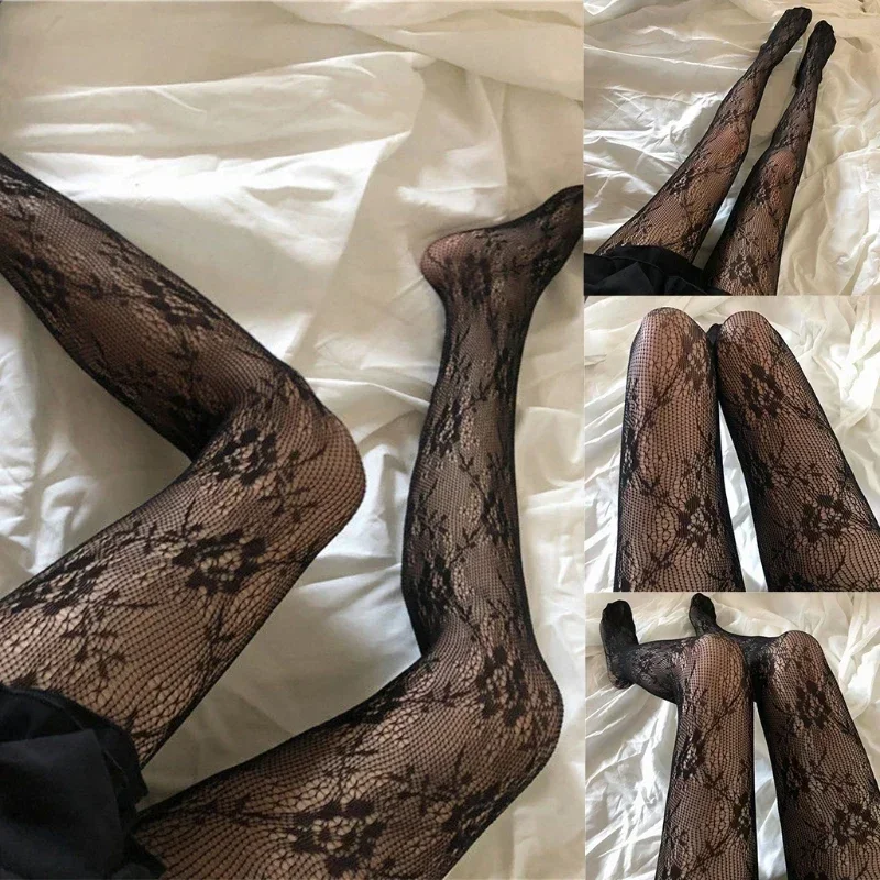 Lolita meias femininas fishnet collants sexy impressão collants preto oco para fora meias fishnet harajuku meia-calça gótica bonito