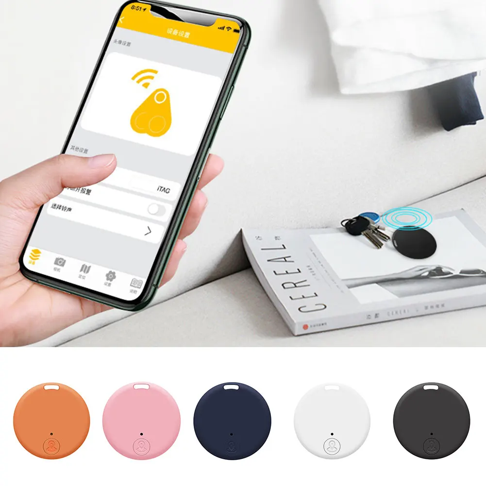 ペット用のユニバーサルロス防止GPSトラッカー,ポータブル,軽量アラームアプリポジショニング,Bluetooth互換,ラウンド