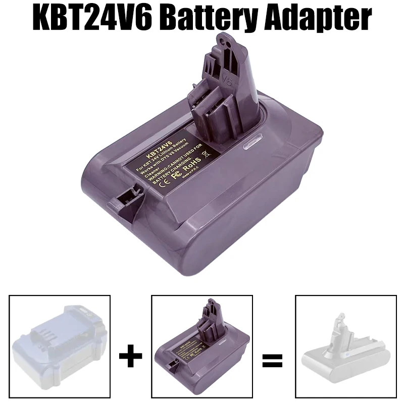 

KBT24V6 Battery Adapter Converter Compatible with For KOBALT 24V Lithium Battery Convert To for Dyson V6 Series Vacuum Cleaners