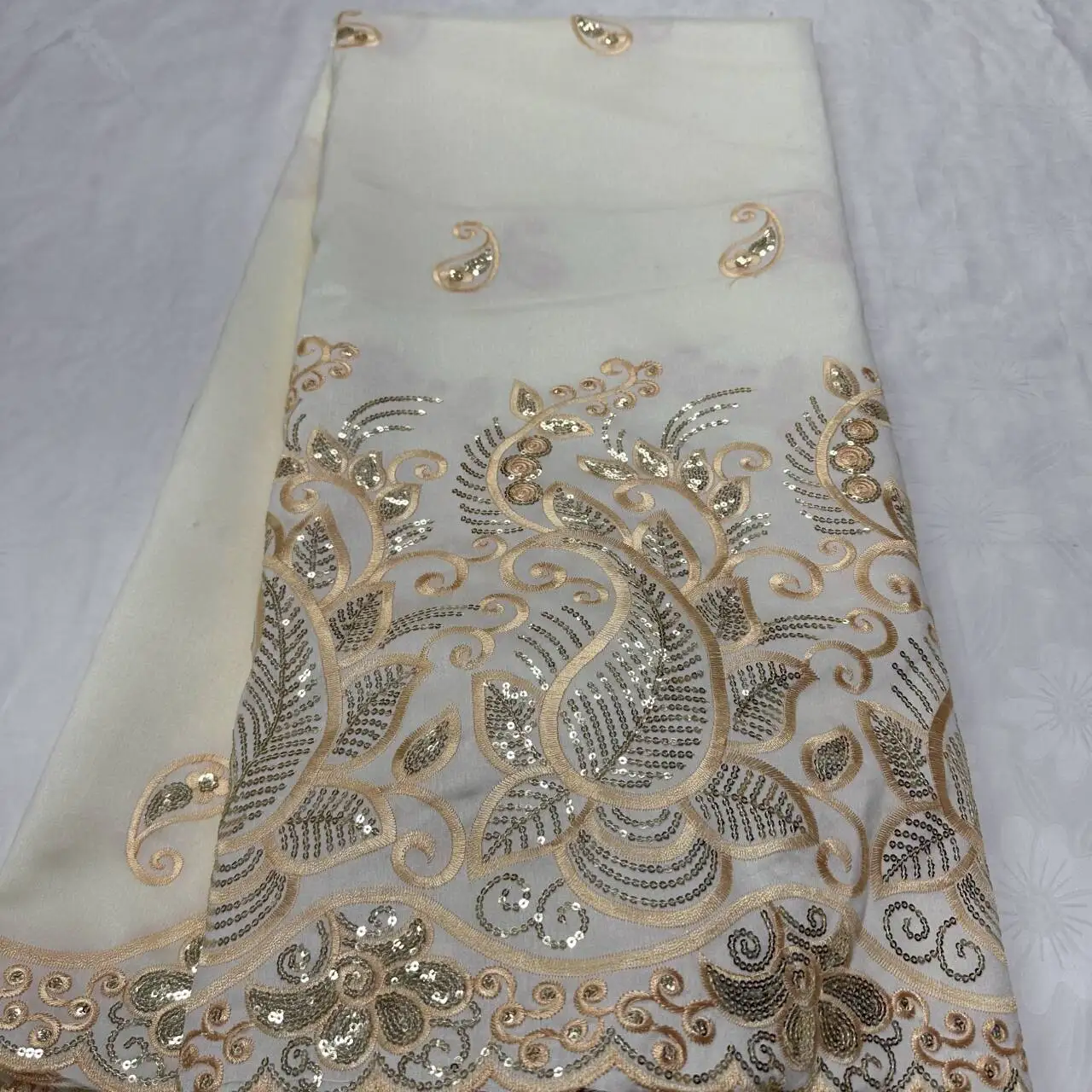 

Novel Style African George Sequins Fabric 5Yards/Pcs Indian Raw Silk George Wrappers Hot Nigerian Lace Fabrics For Wedding