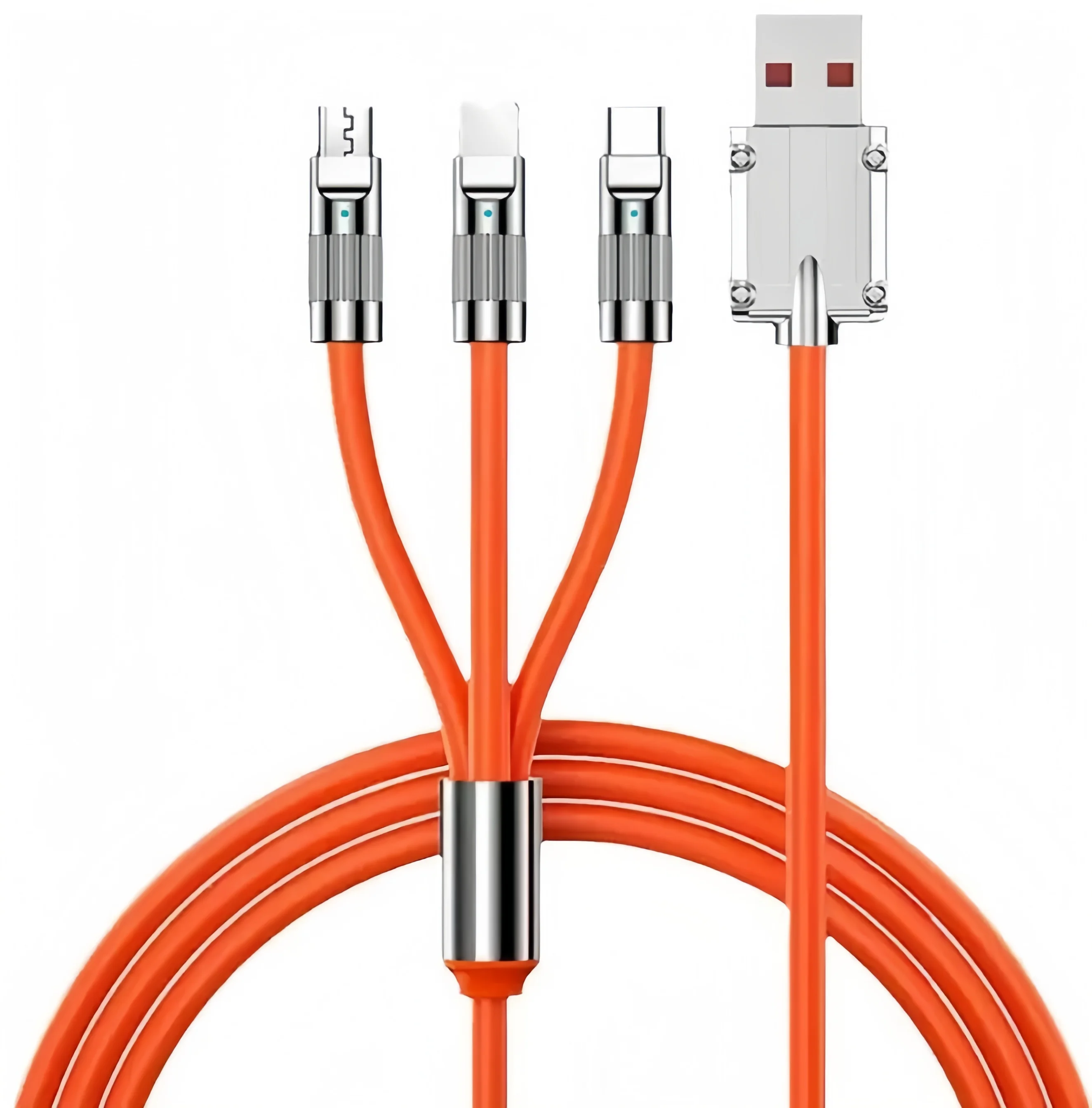 10PCS 60W USB-C Fast Charge 3 In 1 Charging Cord Universal Multiple USB Cable For IOS Type-C Micro USB Devices