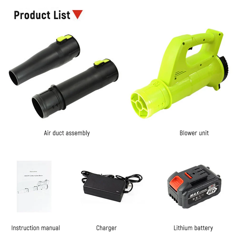 21 В Беспроводная воздуходувка для листьев, электрическая турбонагнетатель с питанием от аккумулятора, многофункциональная пылеуловитель, снегоочиститель для газона, сада, подъездной дороги