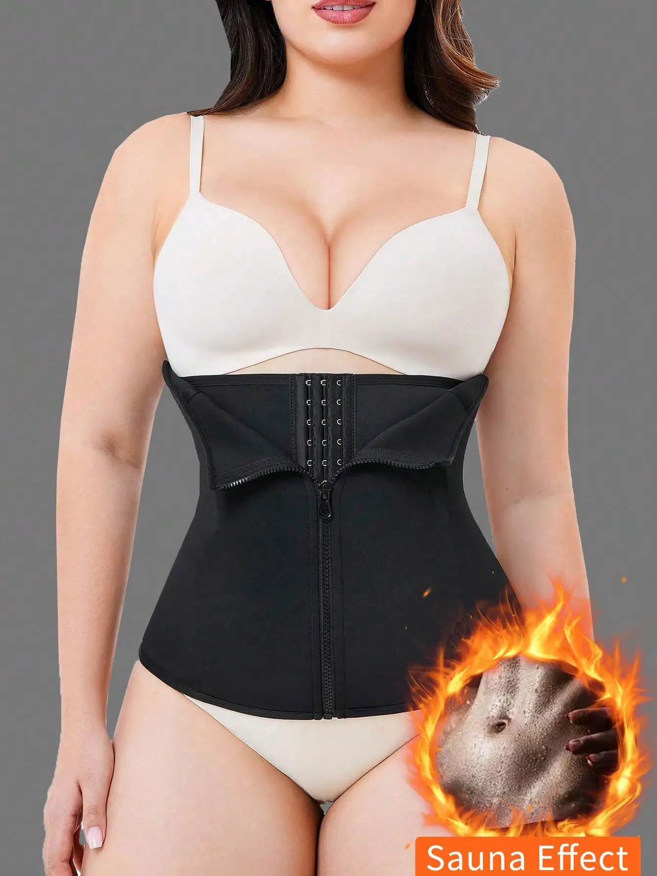 Vita trainer unisex per lo yoga: cintura di controllo addominale traspirante e che migliora il sudore con fibbia e chiusura con cerniera