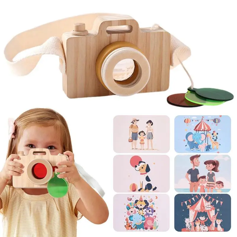 Pretend Video Camera Toy Educational Wooden Camera Toy Portable Pretend Camera Toy With Wrist Strap Photographed Props For