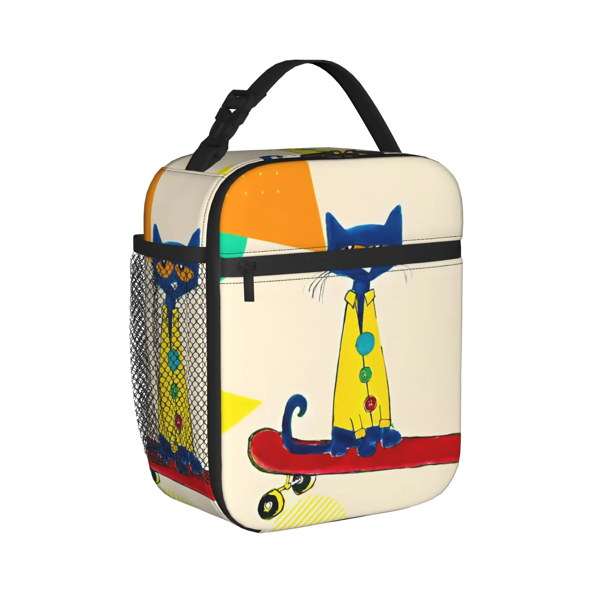 Pete the Cat  Skateboarding Cat Insulated Lunch Bags High Capacity  Meal Container Cooler Bag Tote Lunch Box Work Bento Pouch