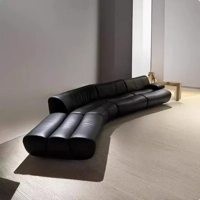 

Minimalist curved bamboo sofa living room 2025 new module designer corner creative large flat-floor villa