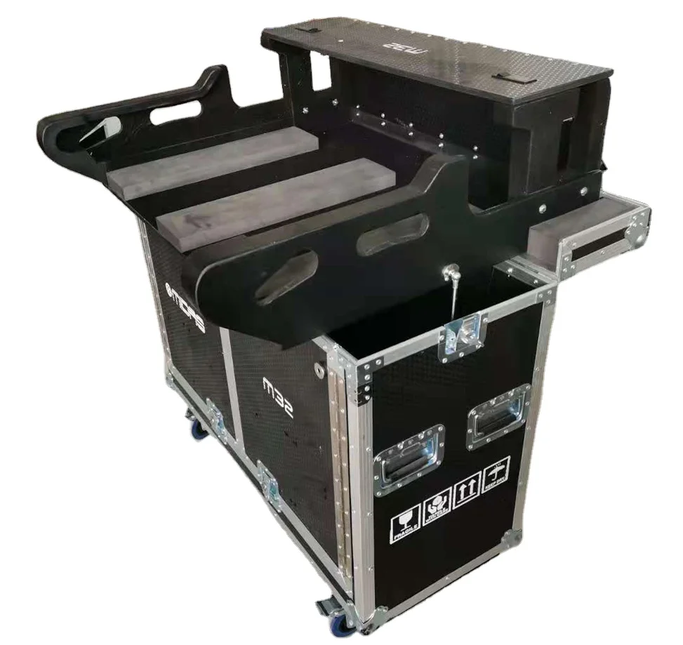 ForCustom M32 caja de Mezclador vuelo carretera funda con tapa hidráulica para consola mezcladora Midas M32 con soporte para ordenador portátil