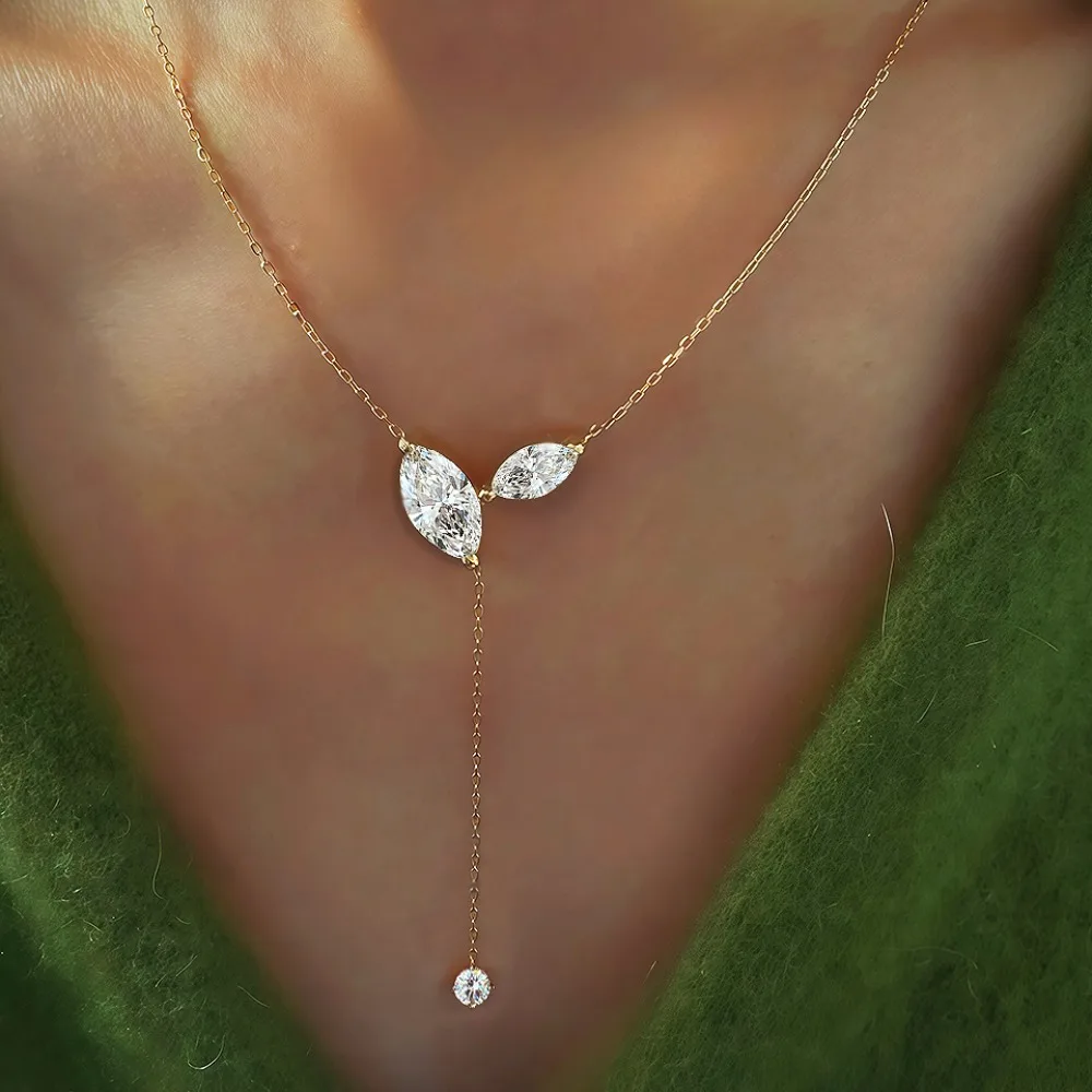 マーキスカットモアッサナイト ペンダント ネックレス S925 シルバー