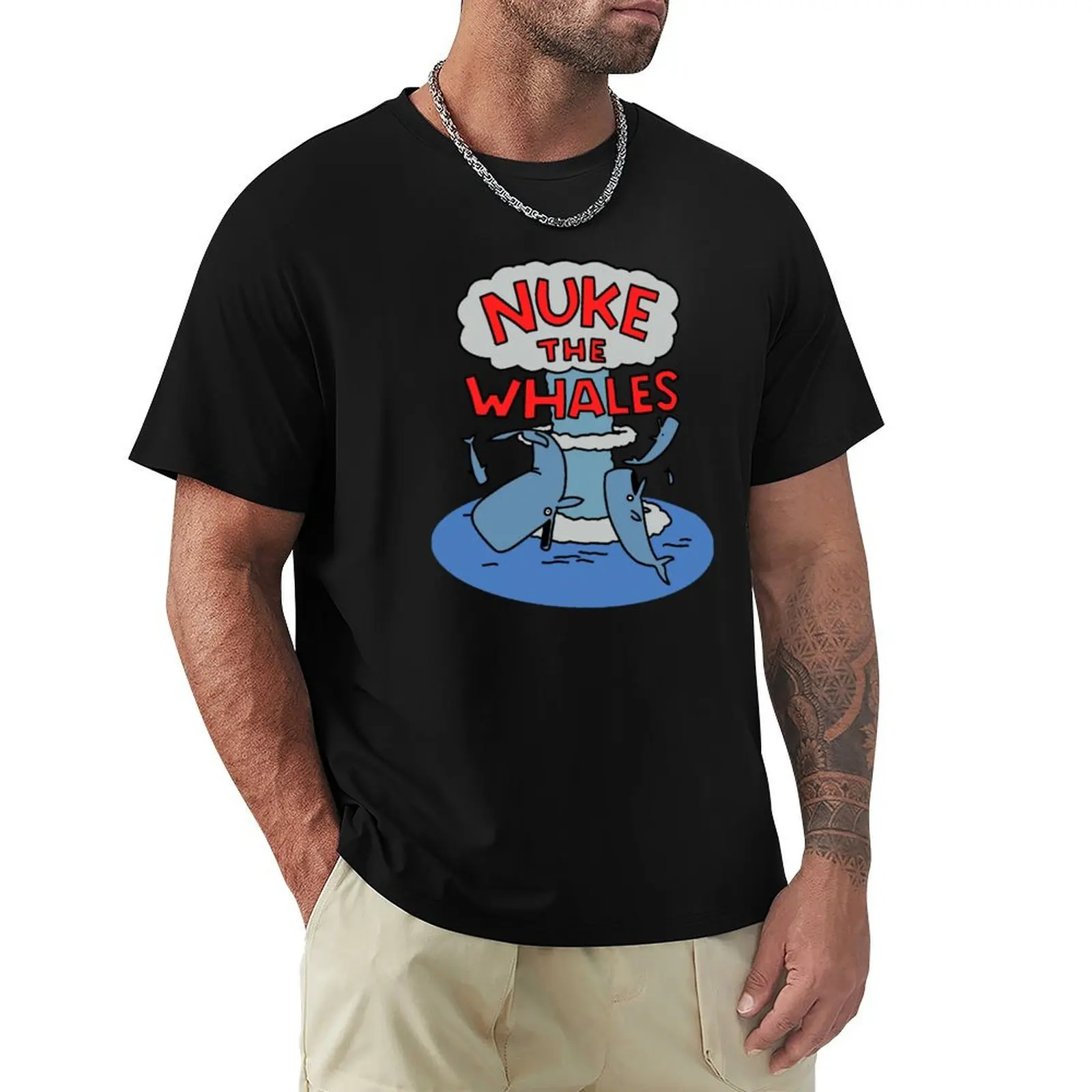 

Nuke the Whales T-Shirt tops basketball graphic tees oversized t shirt T-shirts for men cotton