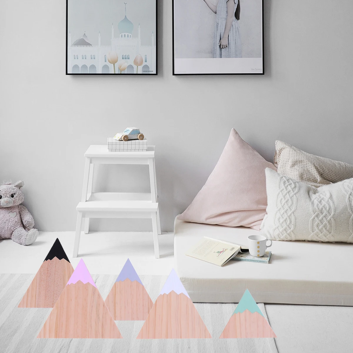 

3pcs Snow Mountain Wooden Decoration Simulation Triangular Ornament For Home Office Desk Craft Aesthetic Photo Prop Gift