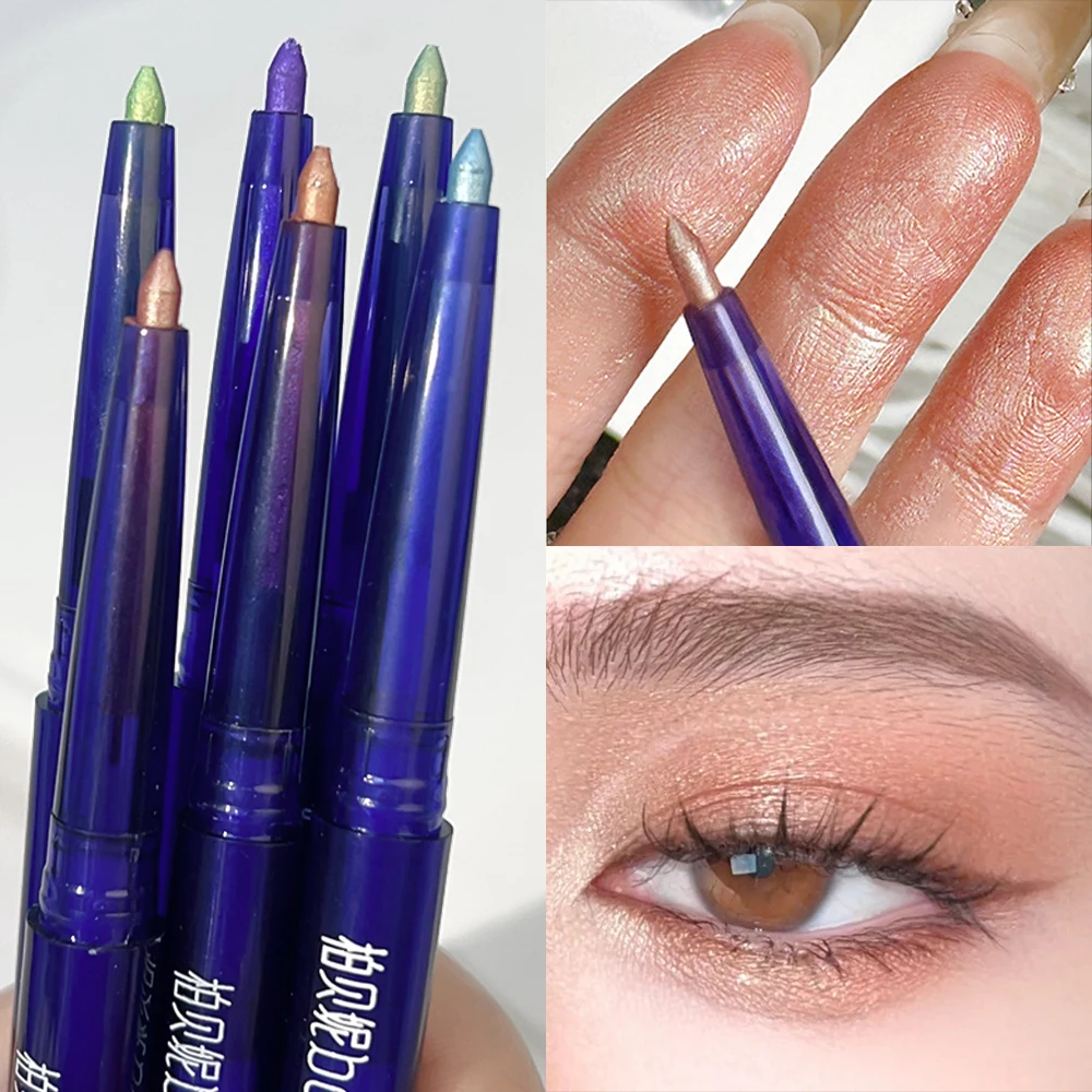 Lápiz Delineador de Ojos de Gel de perla brillante, resistente al agua, cromo brillante, gusano de seda, verde perlado, púrpura, iluminador de ojos, maquillaje