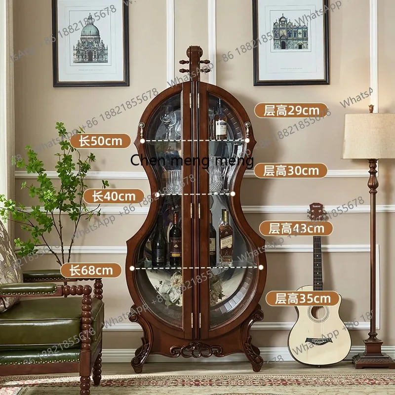 خصم جديد خزانة مشروبات خشبية صلبة أمريكية خزانة عرض أثاث فني خزانة النبيذ خزانة النبيذ الزجاجية #3