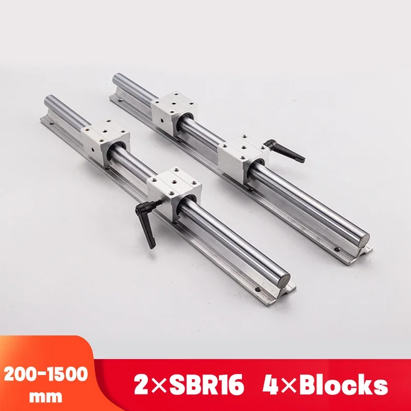 

2PCS SBR16 Linear Rail Guide 300 400 500 600 1000 1200 1500mm + 4pcs SBR16UU Linear Bearing Block Linear Rail Set