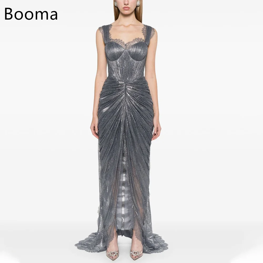 

Booma Mermaid Spaghetti Strap Shiny Lace Evening Dresses Formal Party Gowns for Women Sleeveles Elegant Prom Gown Customize