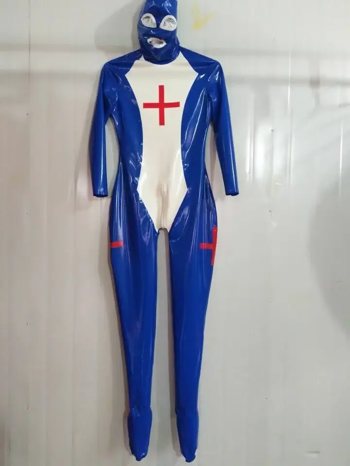 

Latex Rubber Catsuit Gummi Ganzanzug Nurse uniform Cosplay Overall Zentai S-XXL Christmas
