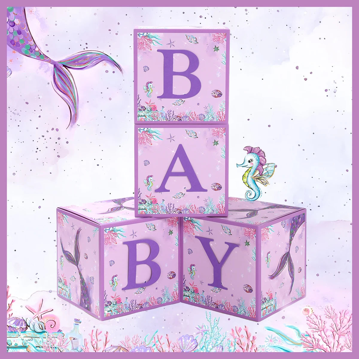 The Little Mermaid Letter Box Birthday Party Decor Kids Mermaid Tail Theme Ballon Letter Box Happy Birthday Party Supplies Decor