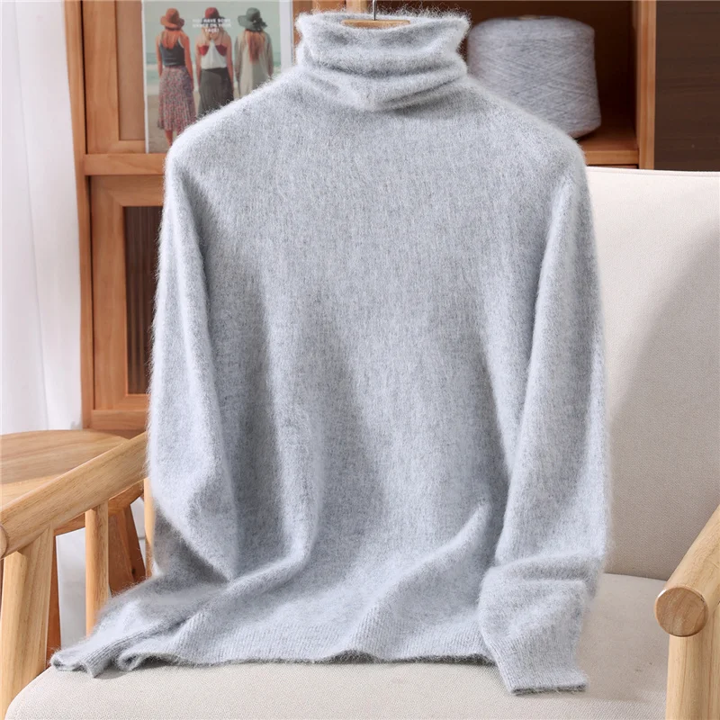

100% Mink Cashmere Women Sweater Autumn Winter Solid Color Trutleneck Neck Pullover Fashion Soft Warm Comfortable Top Jumper