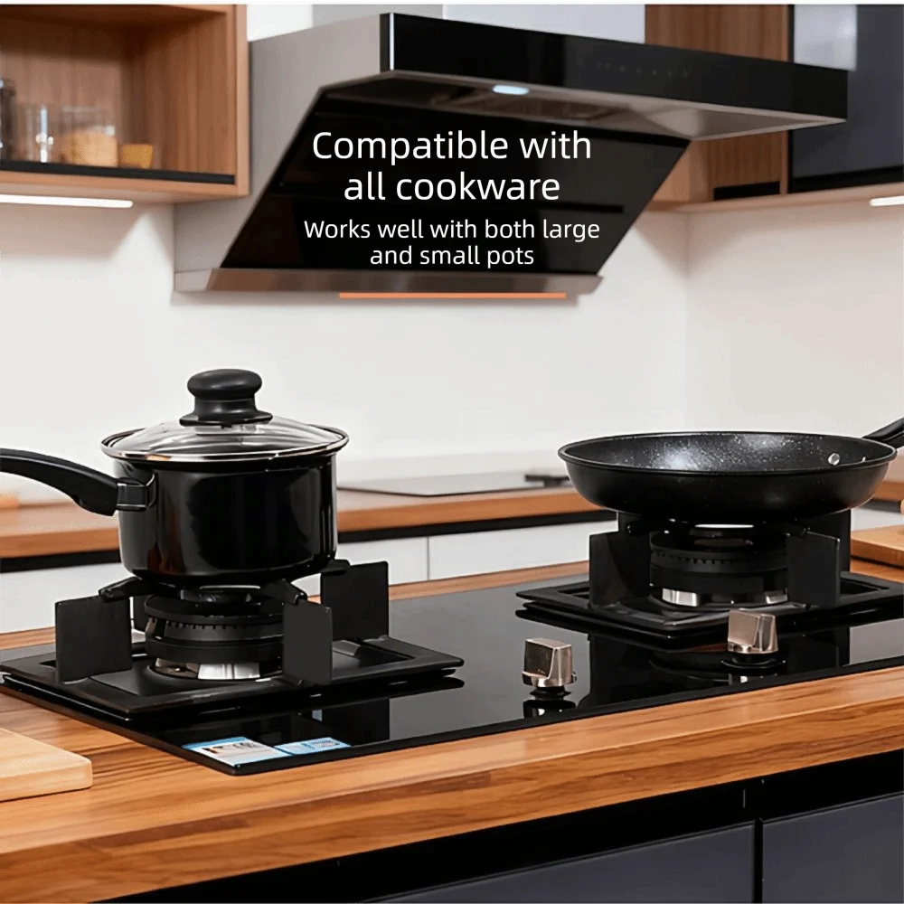 Gas Stove Pan Support Cookware Reducer Ring Anti-Slip Grooved Feet Stove Burner Trivet Four-Arm Structure Cast Iron