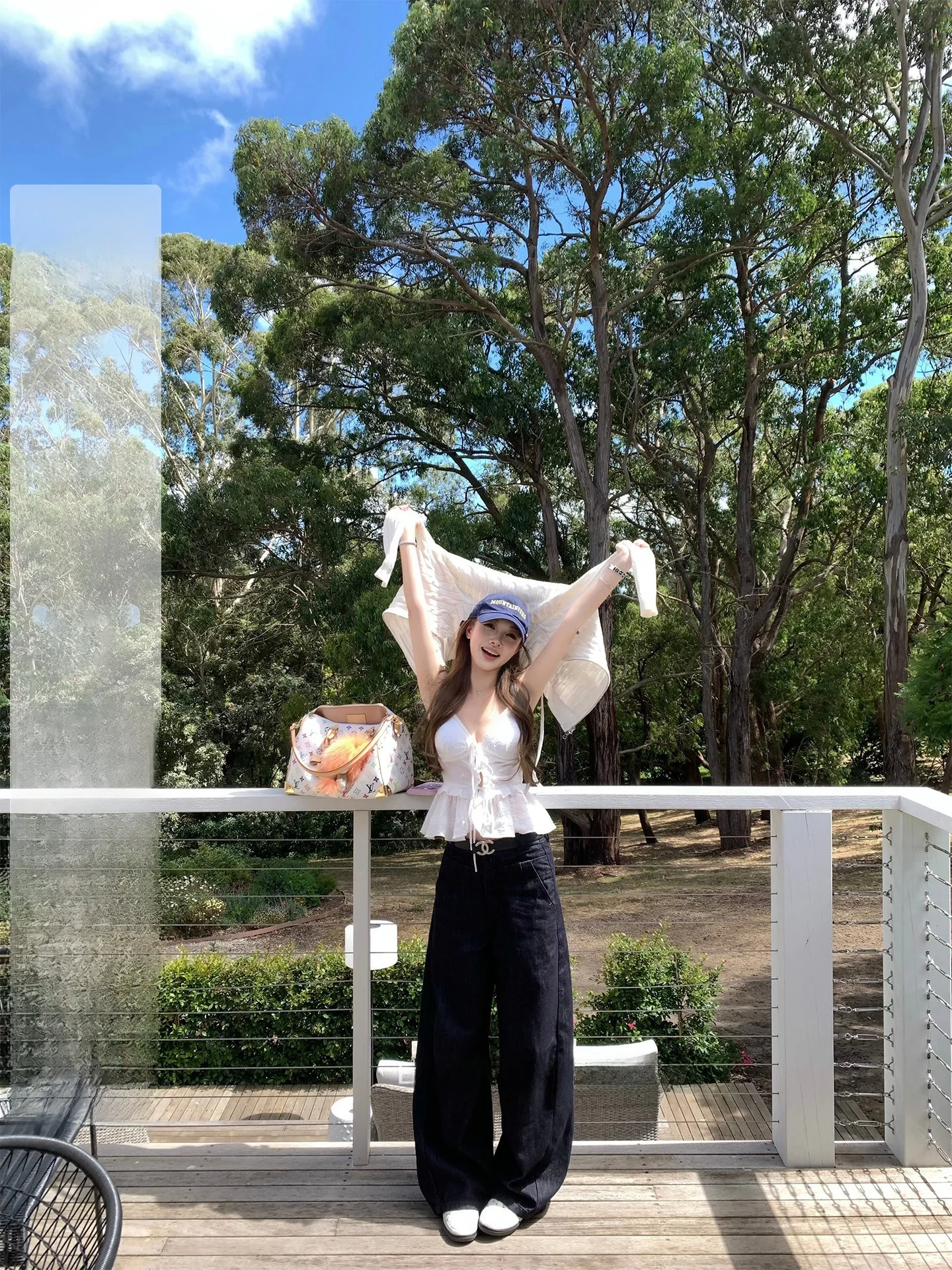 

Vintage Original Jeans High Waist Wide Leg Pants 3D Heart Pattern Cotton Casual Straight Cut No Stretch Zipper Closure