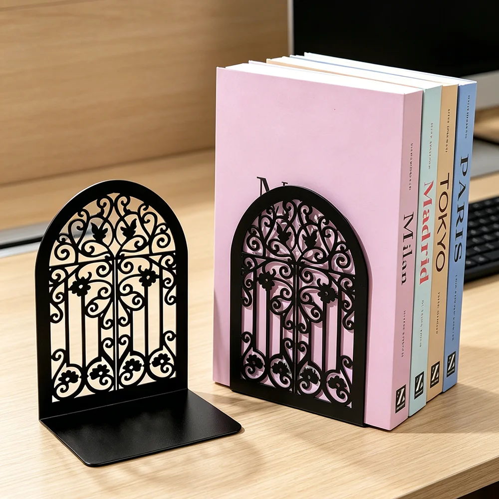 Vintage Door Bookends Metal Decorative Bookends for Shelves Heavy Duty Book Holders Suitable for Multiple Scenarios