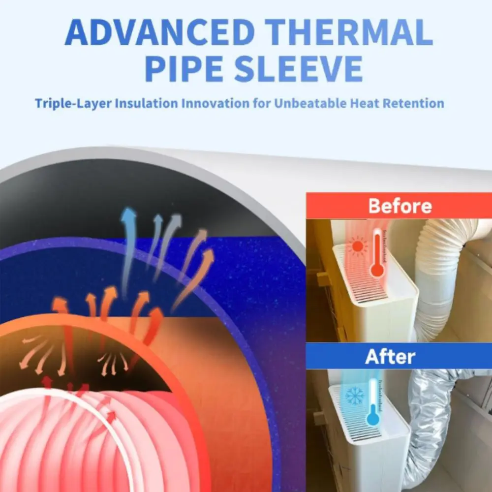 Portable Portable Air Conditioner Hose Cover Heat-Resistant Dust Cover Heat-Resistant Hose Sleeve Insulating Wrap Design