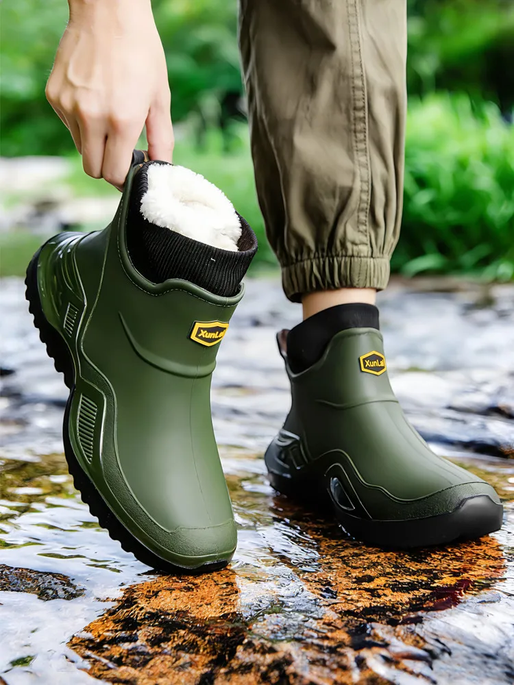 Winter Warme Plus Paar-Regenstiefel Wasserdichte Herren-Wasserschuhe Outdoor Herren-Gummischuhe Modische Angelstiefel Arbeitsstiefel – Detail 5