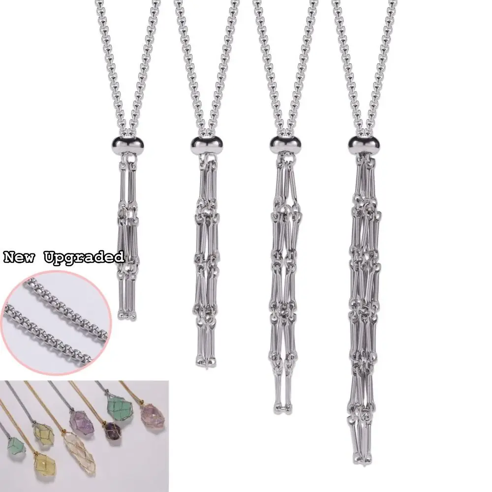 New Crystal Holder Cage Chain Necklace Interchangeable Adjustable Crystal Net Metal Necklace Stone Collecting Holder for Women