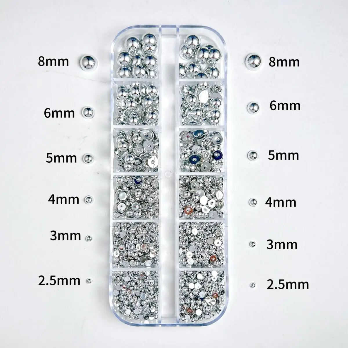 1Box Artificial Simulated Half Round Pearl Nail Charms 3D Multiple Colors Flat Bottomed Pearl Nail Art Decorations for DIY Nails