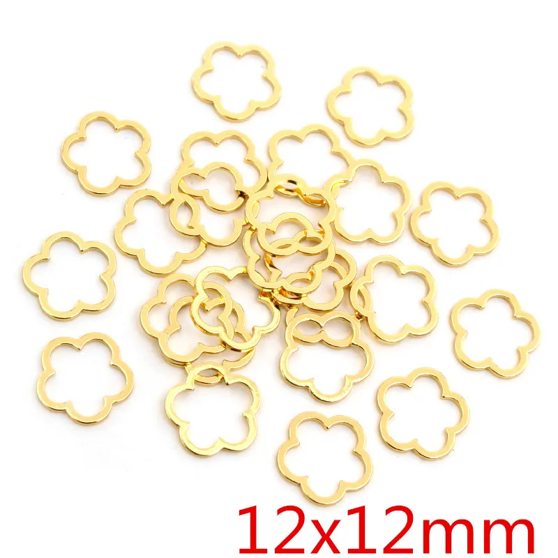 20pcs 3 Size Flowers Charm Gold Stainless Steel Pendant Open Bezels Hollow Pressed Resin Frame Mold Bezel DIY Jewelry Making