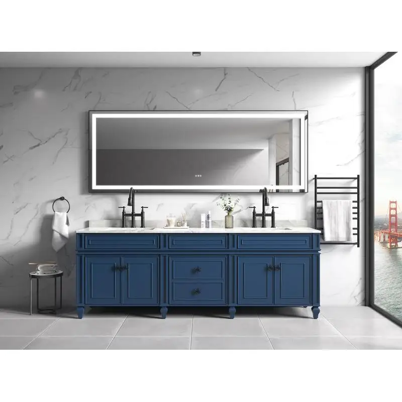 

118x36 LED Bath Mirror, Alum Frame, Wall-Mount, Anti-Fog, Memory, 3 Colors, Stepless Dimmable, Vanity Mirror