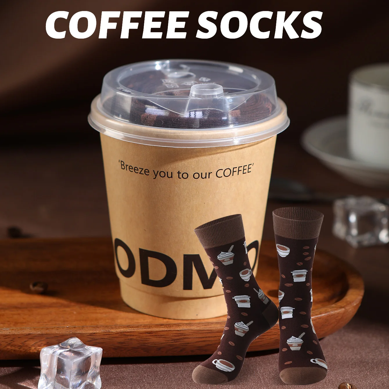1 pair of unisex mid-calf socks in a novel and interesting coffee gift box, creative socks with a fashionable and trendy style, comfortable and breathable, suitable for parties, casual wear, Valentine's Day, Halloween, birthdays, Christmas, New Year, Thanksgiving, autumn and winter, all-season styles, creative gift box