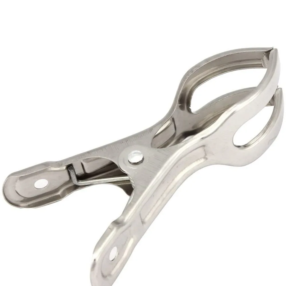 6Pcs Rustless Steel Clothes Clip Spring Loaded Structure Solid Laundry Peg Anti Slip Teeth Practical Garment Fastener