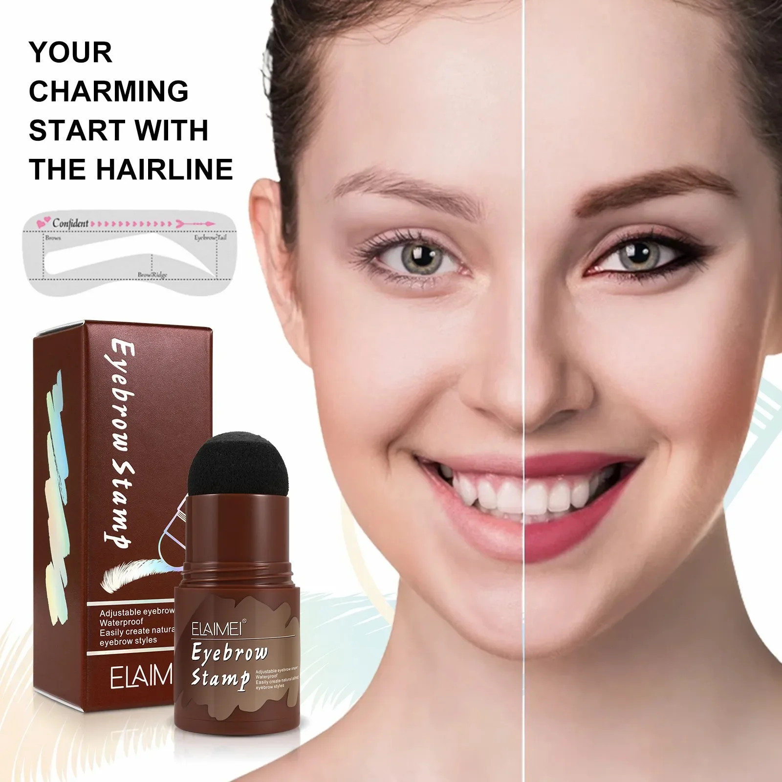 One Step Bartformung Füllstoff Bart Füllstoff Pulver Augenbrauen Pulver Stempel Set Wasserdicht Professionelle Männer Make-Up Perfekte Schablone