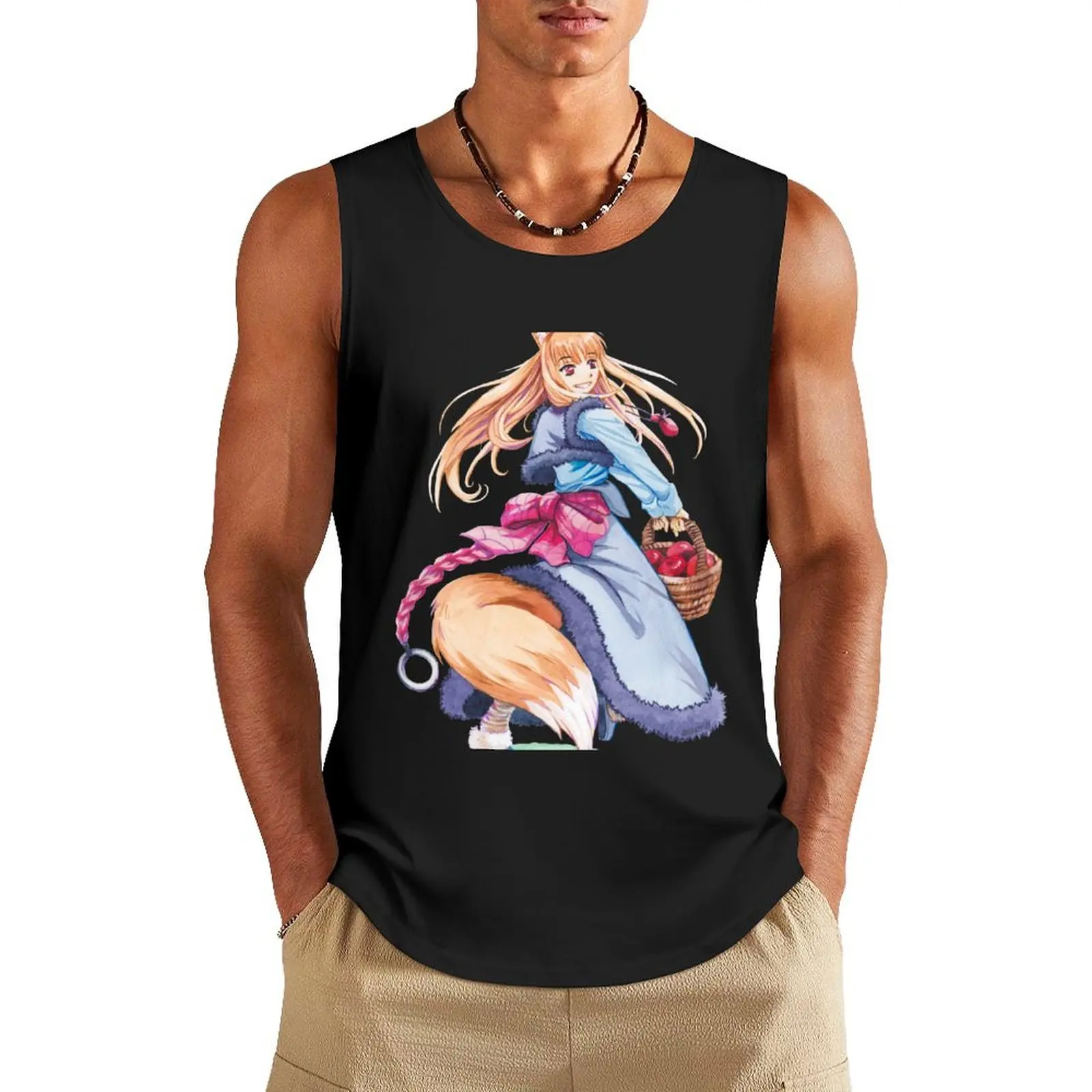 

Holo - Spice and Wolf Tank Top Men's sleeveless gym shirts training weight vest fitness