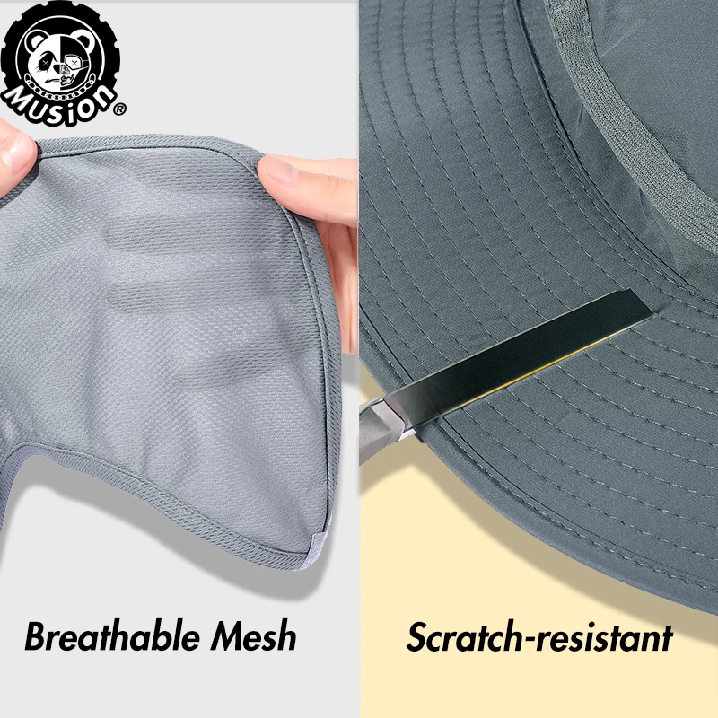 Musion Anti UV Bucket Hat Man Sun Protection Fishing Cap Fisherman Hat Detachable Breathable Face Mask Outdoor Hiking Cap view 4