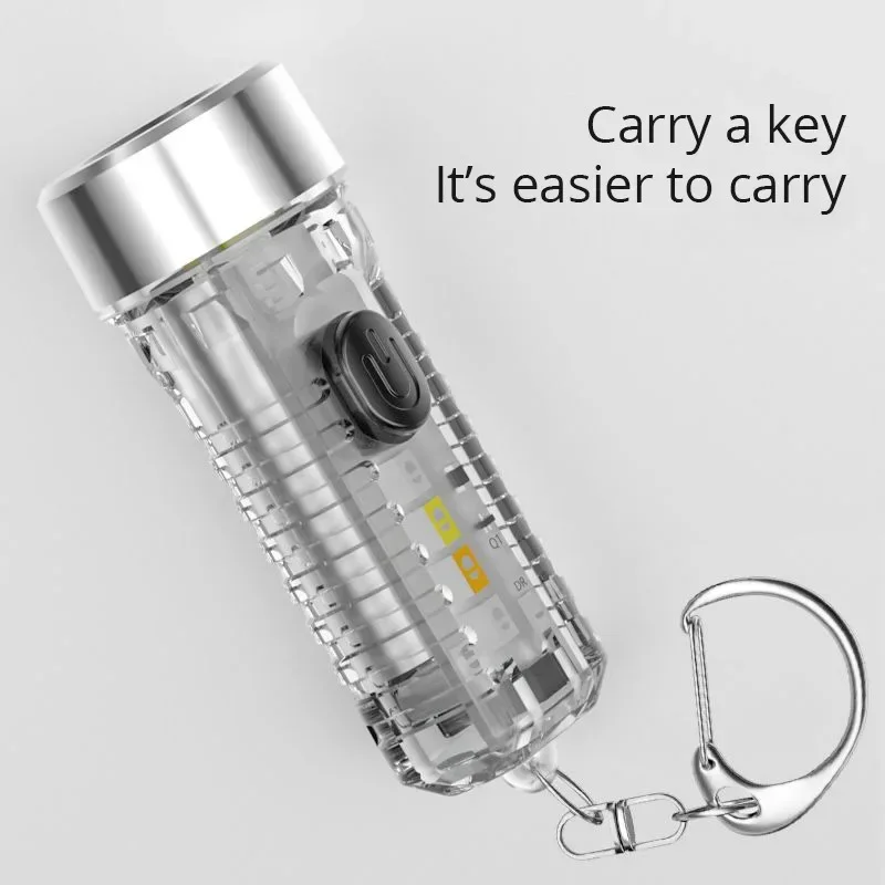 MINI Keychain Flashlight Rechargeable Light Emergency Light with Multicolor Side Lights 7 Lighting Modes For Camping, Home