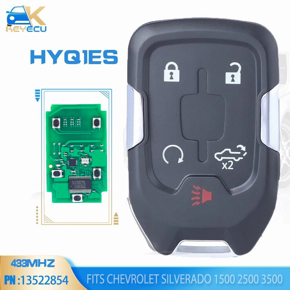 

KEYECU HYQ1ES for Chevrolet Silverado 1500 2500 3500 GMC 2021 2022 Remote Key 433MHz 5 Button