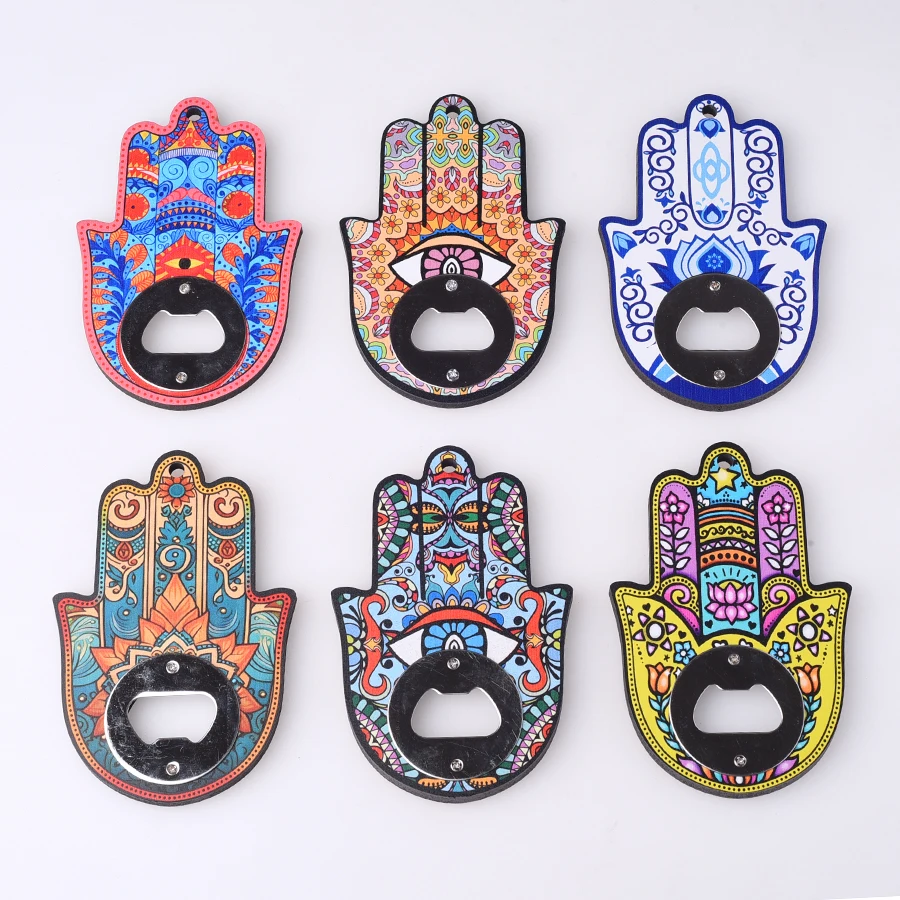 1PC Creative Ceramic Hand Refrigerator Magnetic Stickers Hamsa Angel Eye Bottle Opener for  Home Decor